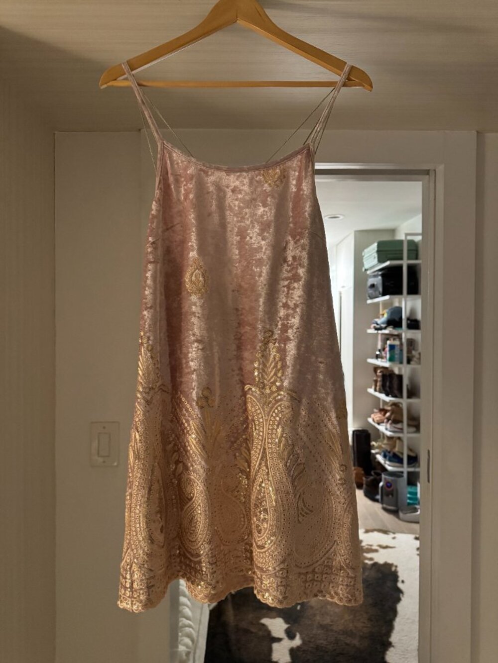 Gorgeous vintage Free People x Lenni Malu pink velvet mini dress, size M TTS - Picture 3 of 6